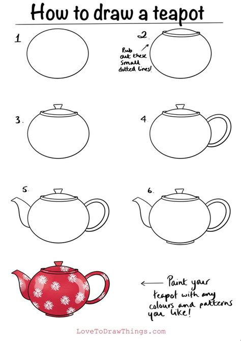 how to draw a tea pot